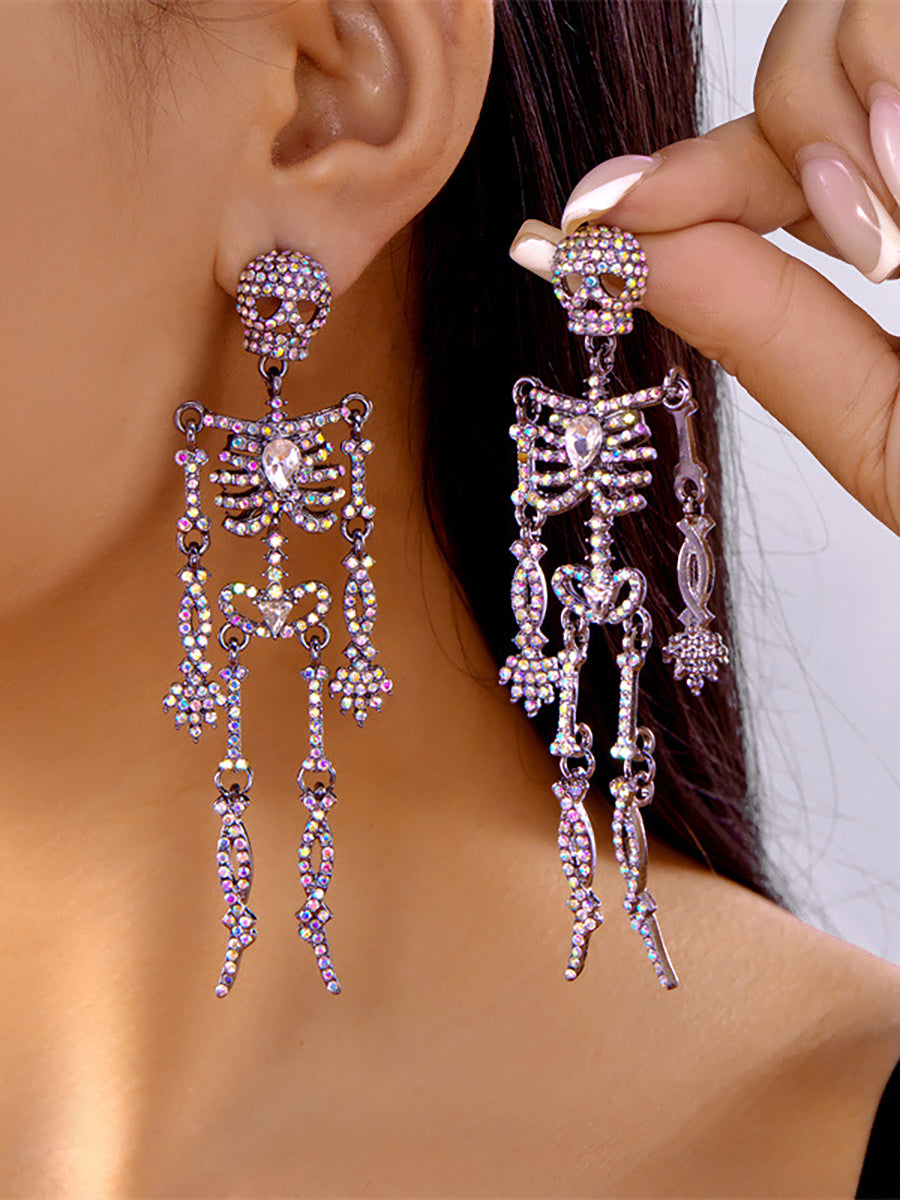 Halloween Skull Rhinestone Retro Earrings MSE20034