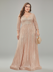 Long Sleeve V-neck Sequin Wedding Guest Dress MYC2040