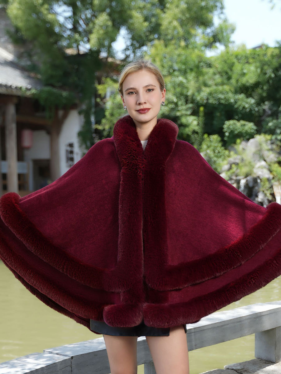 Elegant Winter Faux Fur Poncho Wrap MSF035