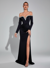 Off Shoulder Rhinestone Prom Dress XF250125
