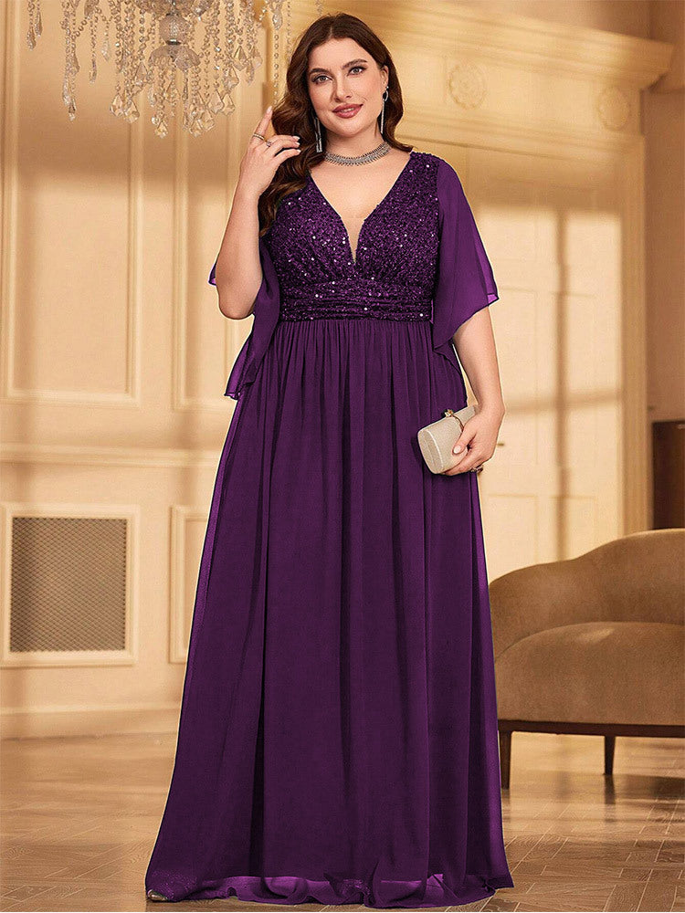 Plus A-line Solid Bridesmaid Dress MYC2043