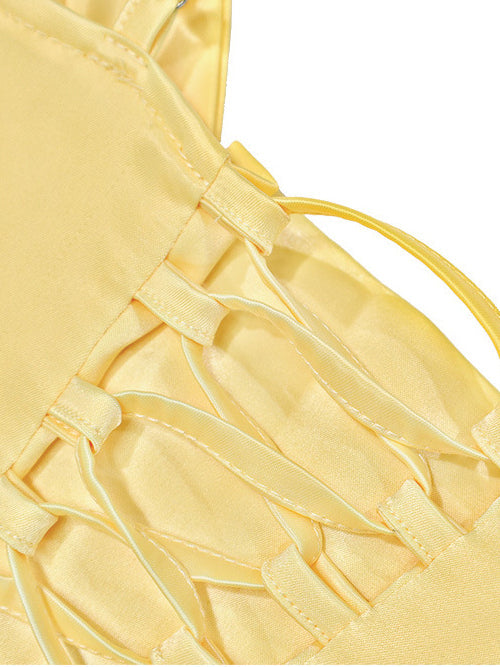 Spaghetti V Neck Satin Flowy Maxi Dress