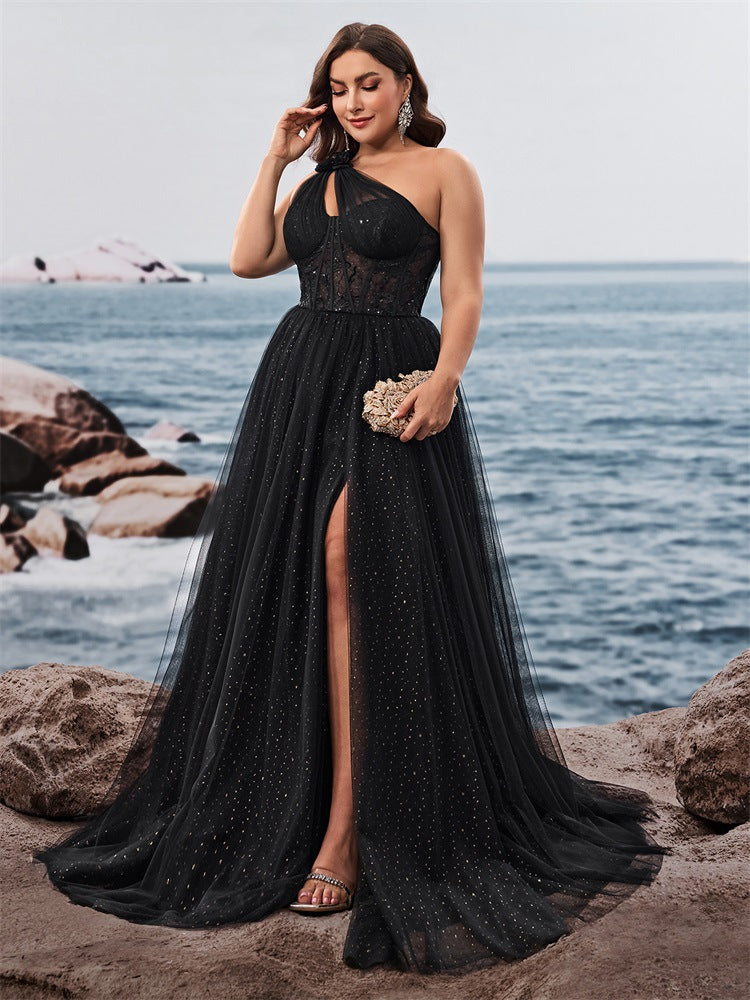 Cecilia Plus Starry One-Shoulder Formal Dress