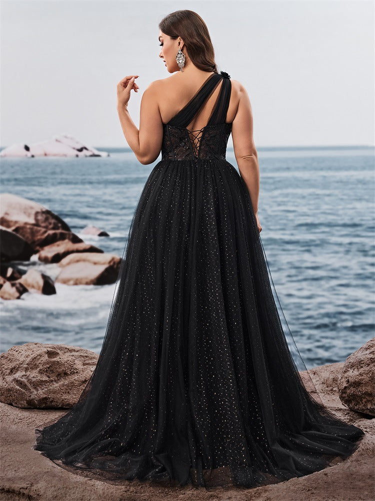 Cecilia Plus Starry One-Shoulder Formal Dress