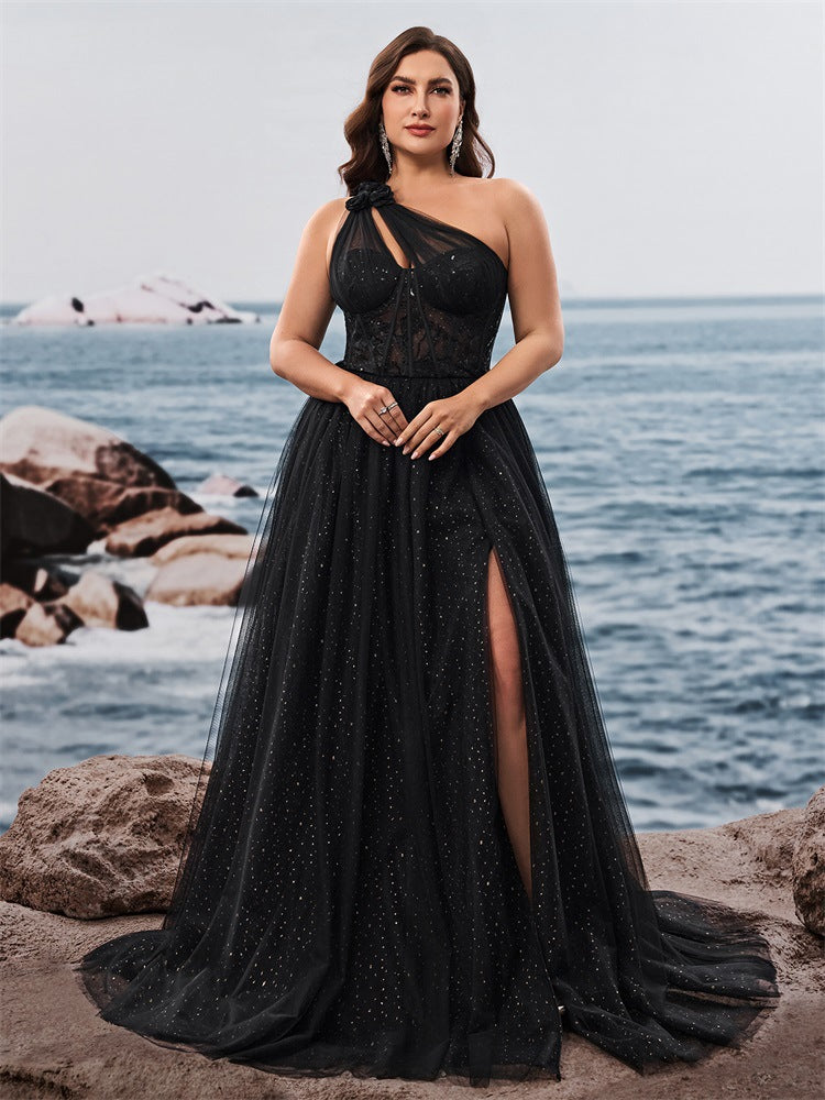 Cecilia Plus Starry One-Shoulder Formal Dress