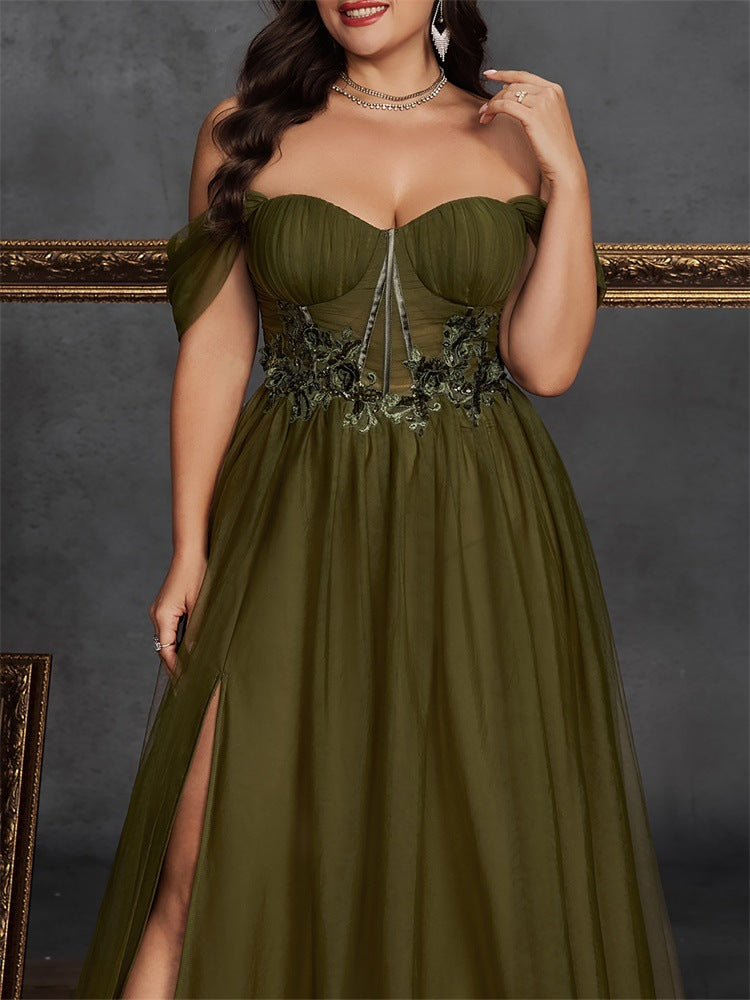 Gloriana Plus Olive Embroidered Formal Dress