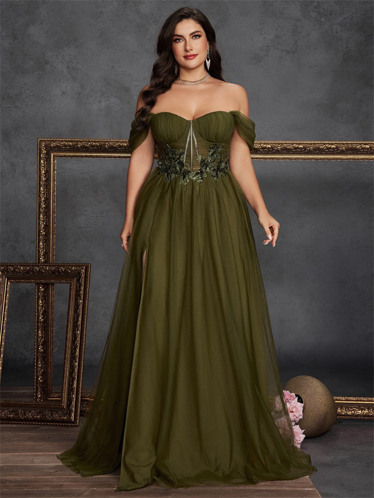 Gloriana Plus Olive Embroidered Formal Dress