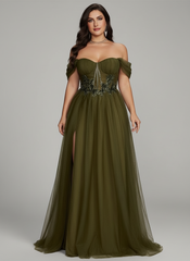 Gloriana Plus Olive Embroidered Formal Dress