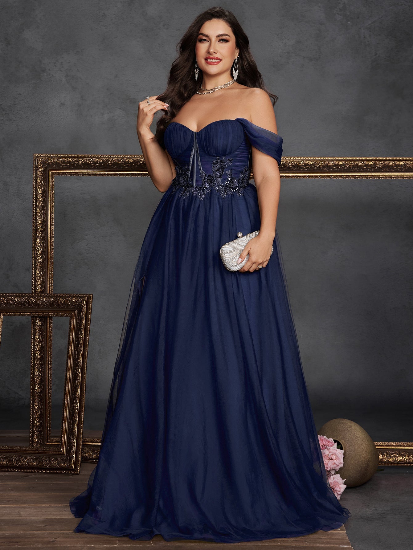 Gloriana Plus Olive Embroidered Formal Dress
