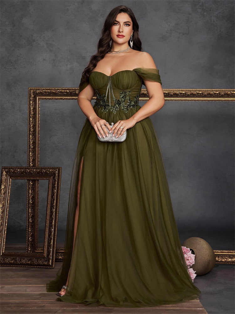 Gloriana Plus Olive Embroidered Formal Dress