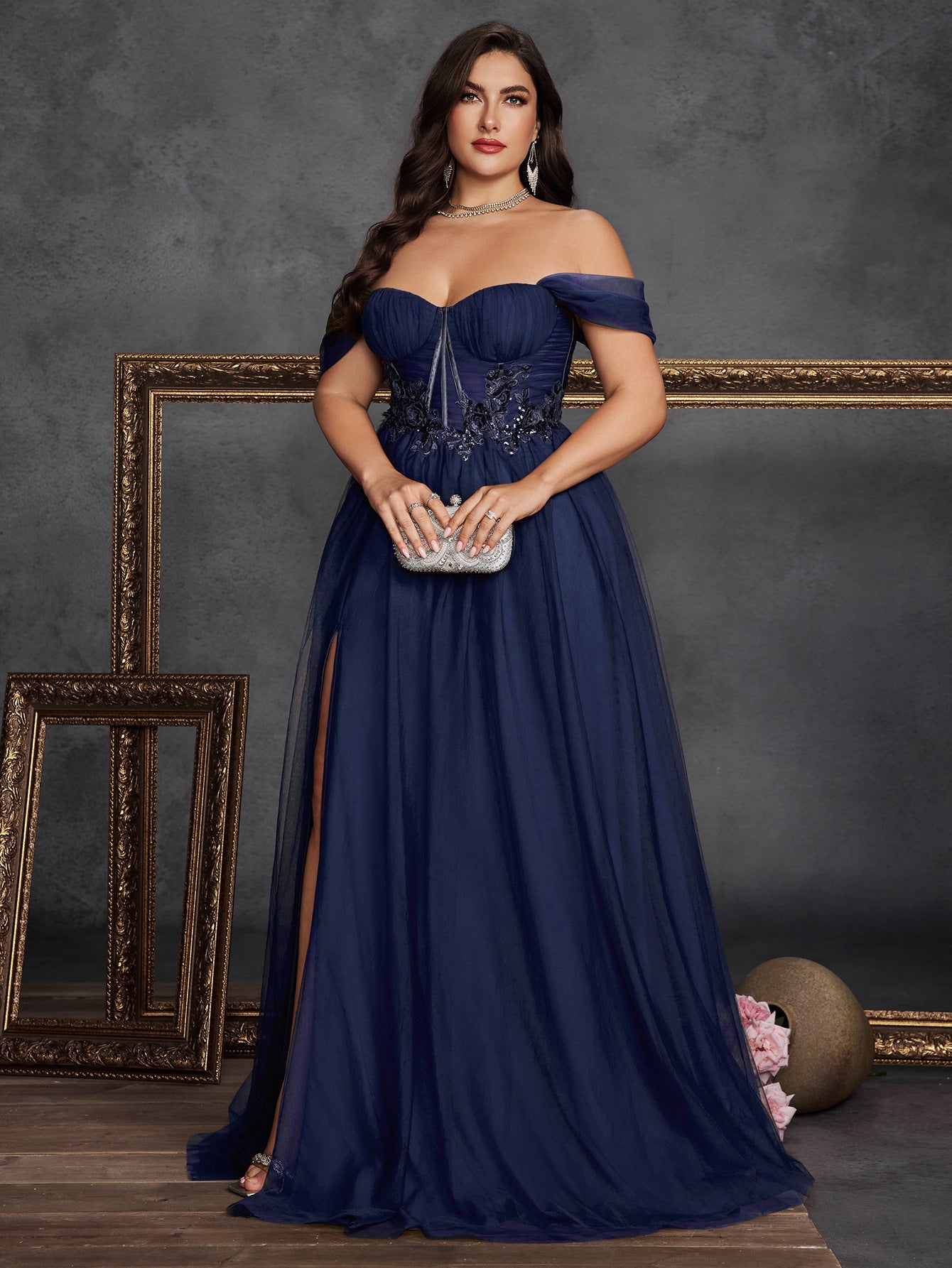 Gloriana Plus Olive Embroidered Formal Dress