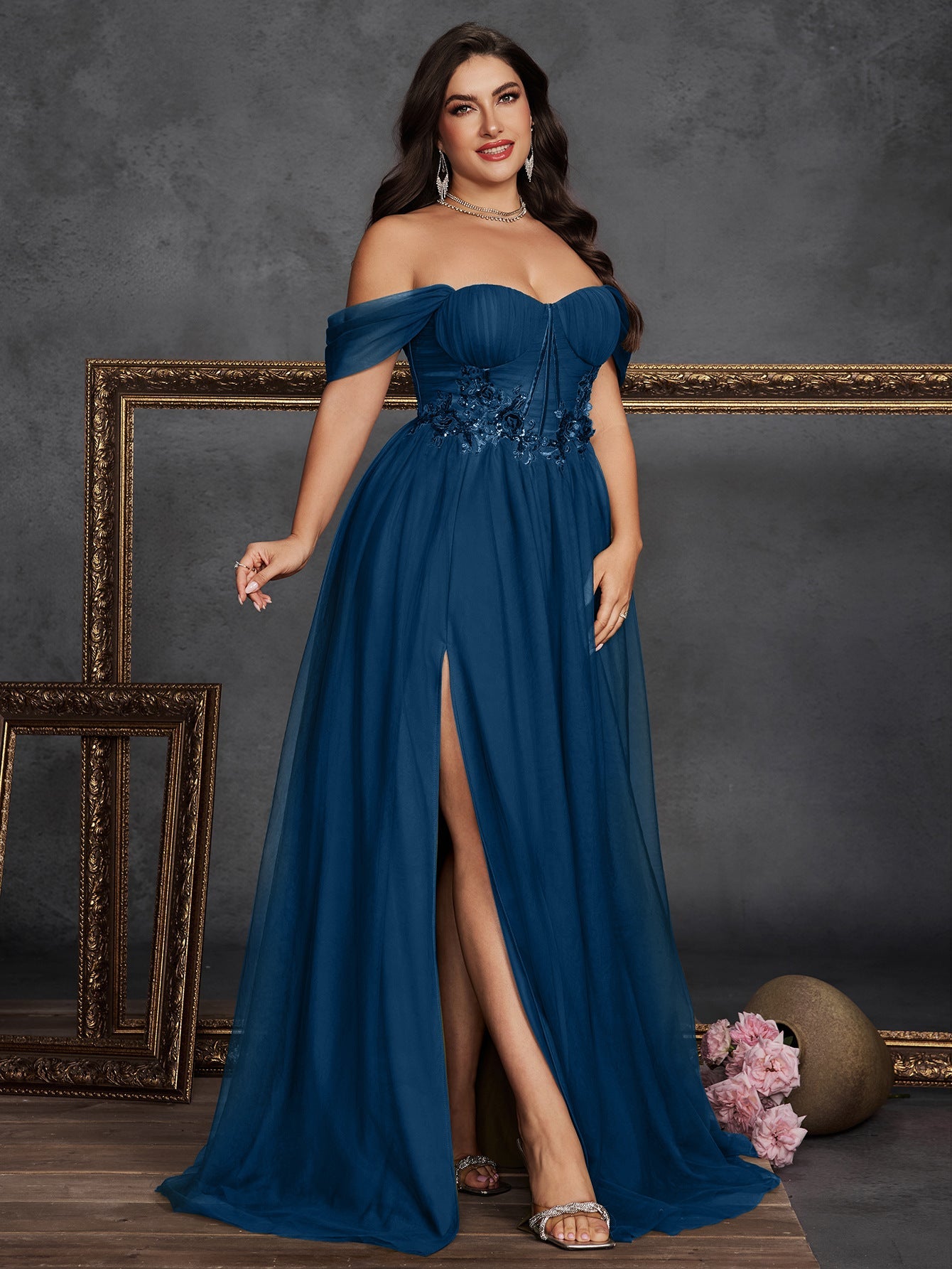 Gloriana Plus Olive Embroidered Formal Dress