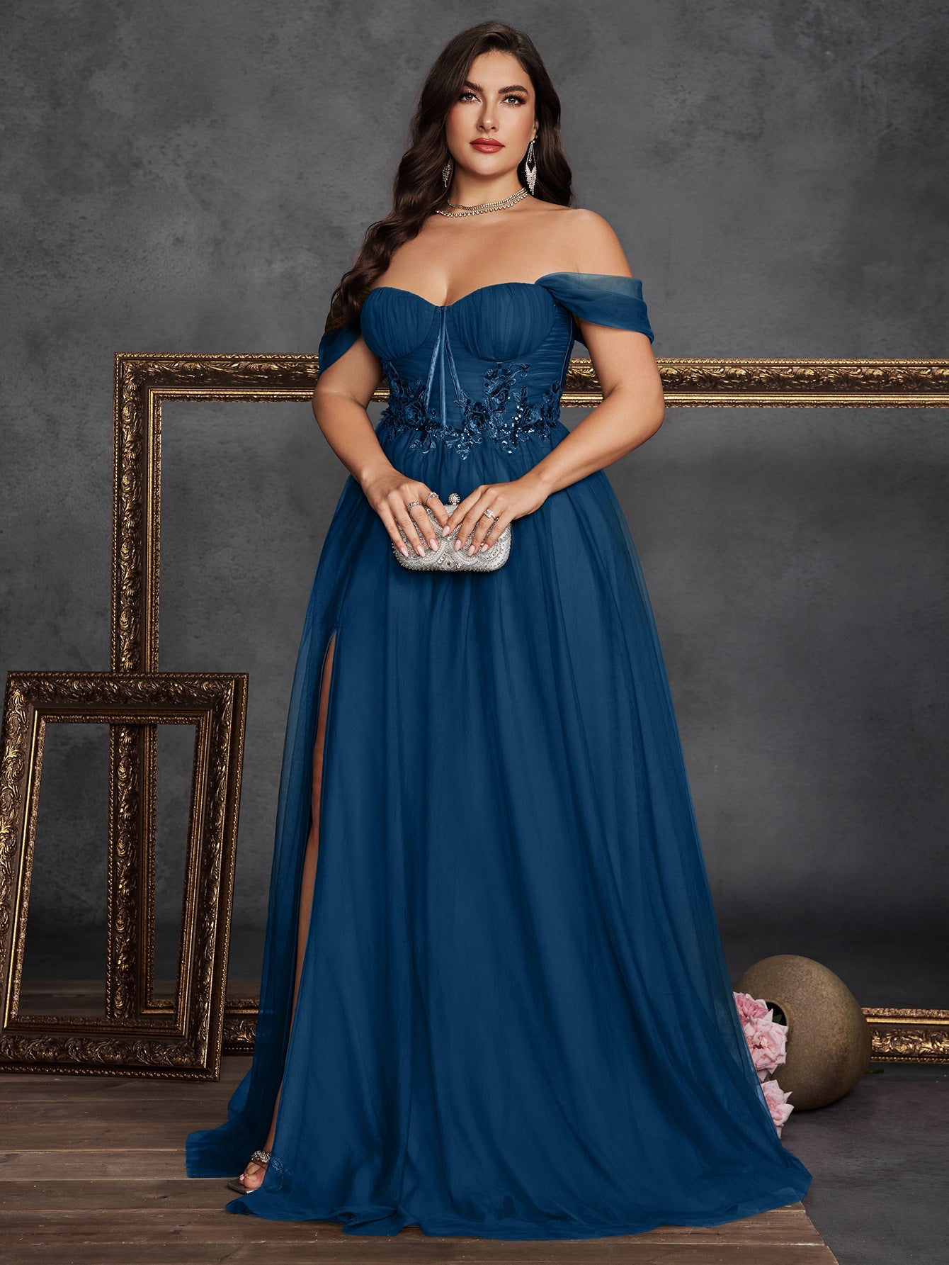 Gloriana Plus Olive Embroidered Formal Dress