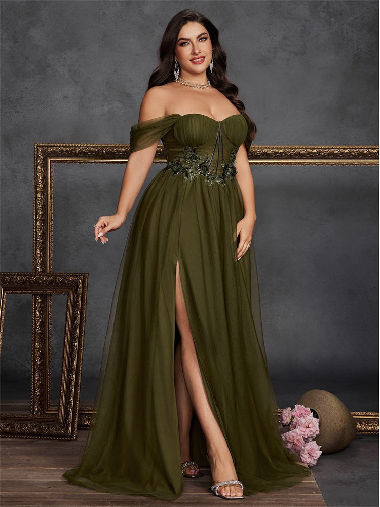 Gloriana Plus Olive Embroidered Formal Dress