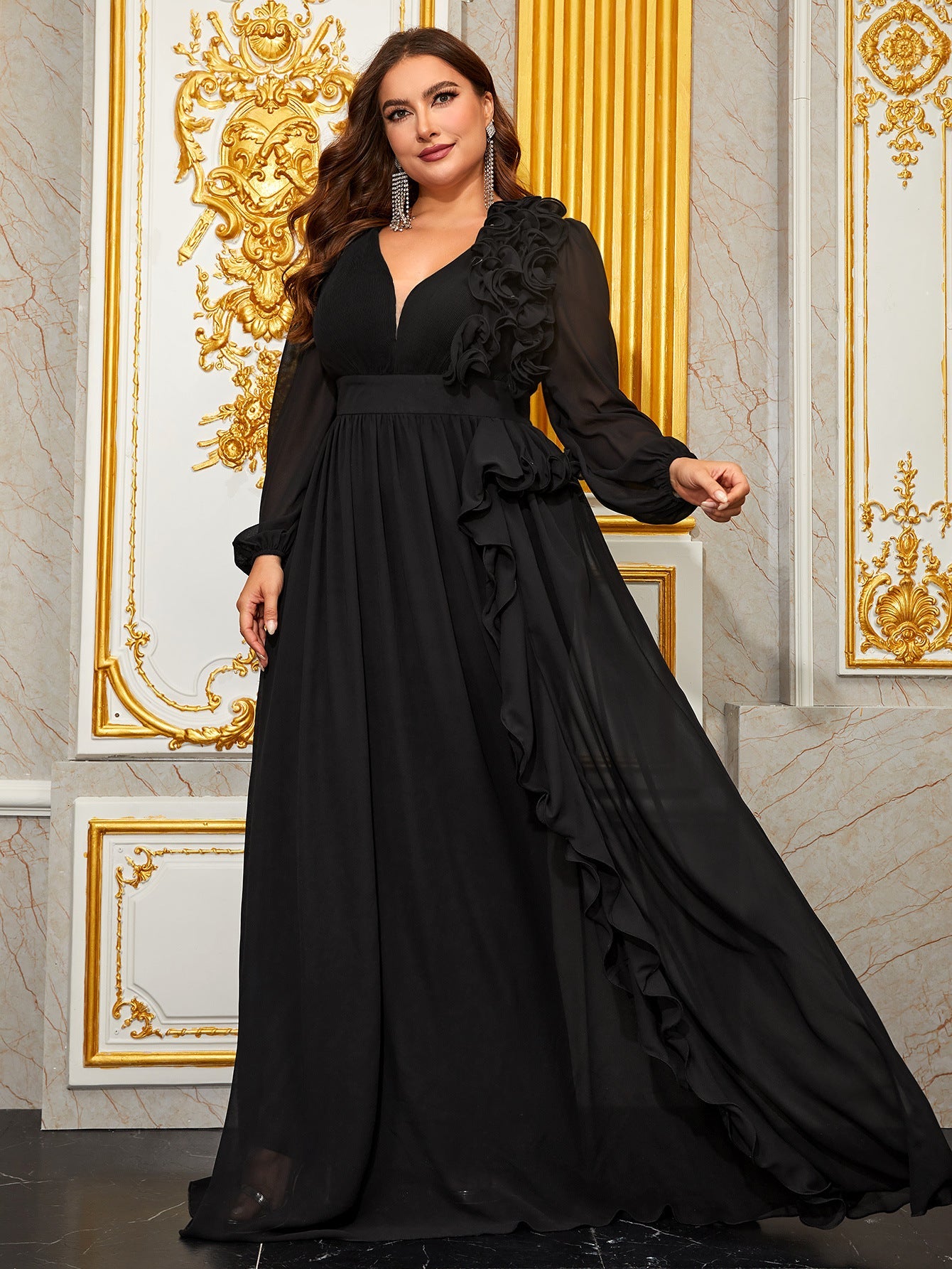 Halina Plus Burgundy A-line Formal Dress