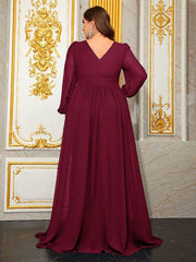 Halina Plus Burgundy A-line Formal Dress