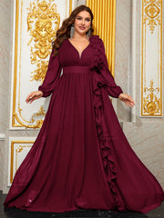 Halina Plus Burgundy A-line Formal Dress