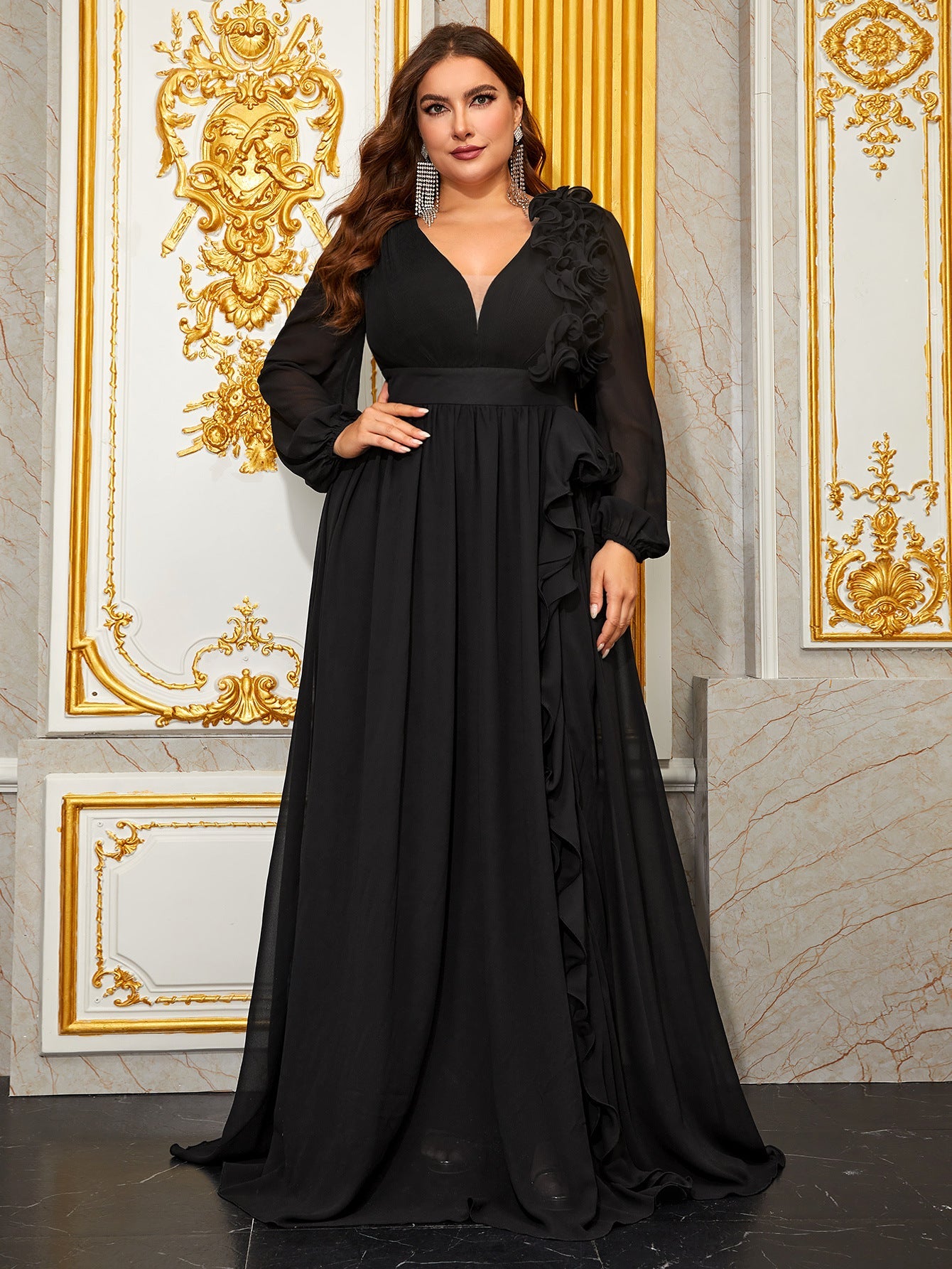 Halina Plus Burgundy A-line Formal Dress