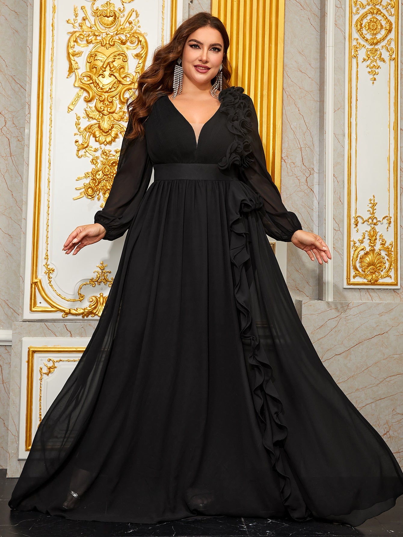 Halina Plus Burgundy A-line Formal Dress