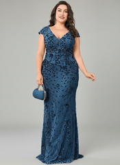 Guinevere Plus Size Floral Sequin Mermaid Dress