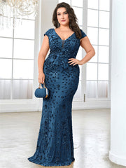 Guinevere Plus Size Floral Sequin Mermaid Dress