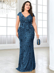 Guinevere Plus Size Floral Sequin Mermaid Dress