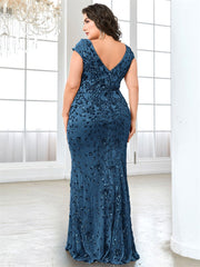 Guinevere Plus Size Floral Sequin Mermaid Dress