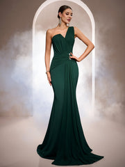 Emerald One-Shoulder Crystal Elegant Formal Dress RJ12122