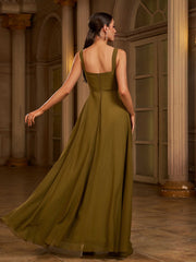 Olive Rhinestone A-line Swing Prom Dress RJ12142