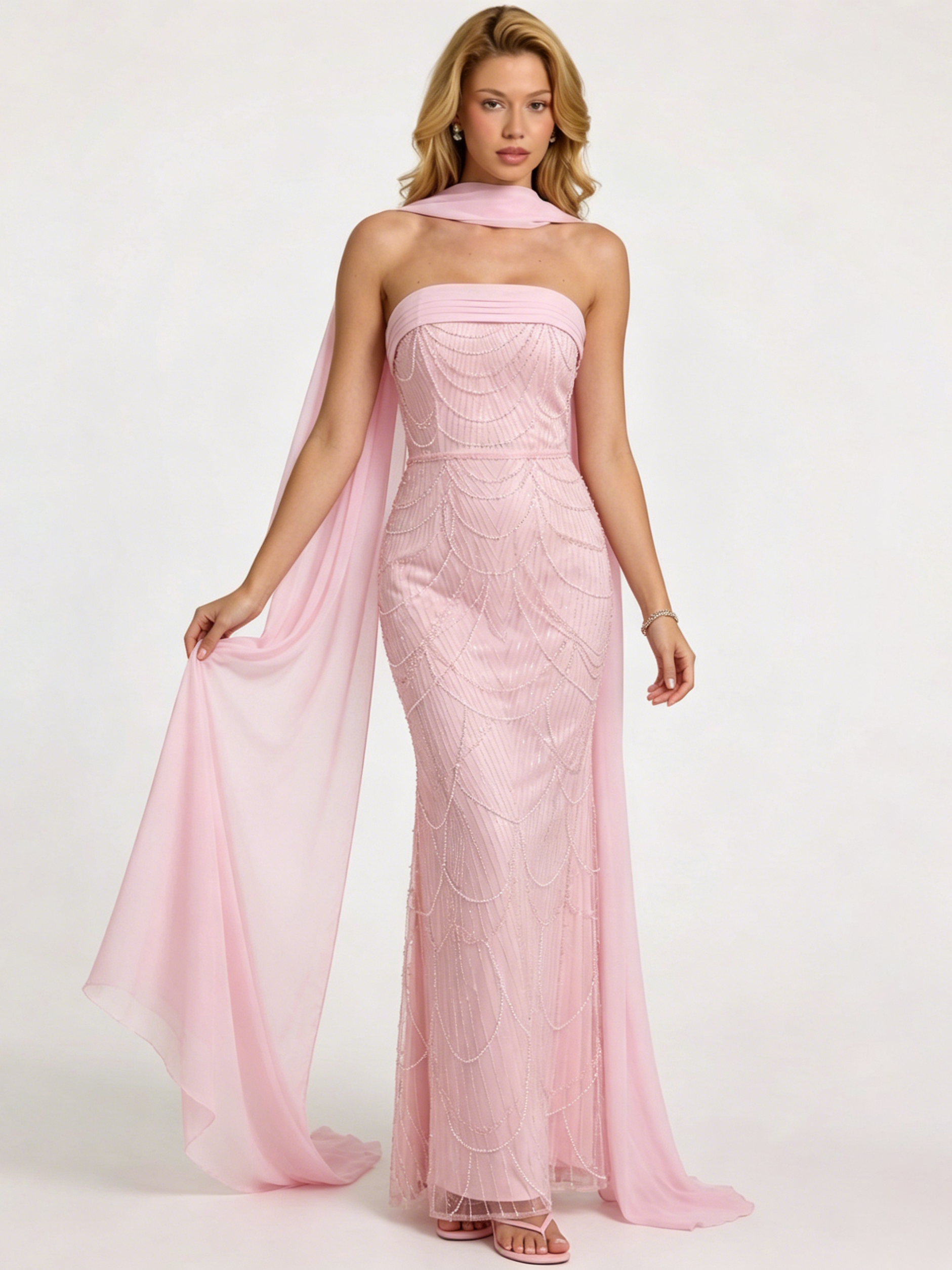 Strapless Beaded Mermaid Maxi Dress SL30276