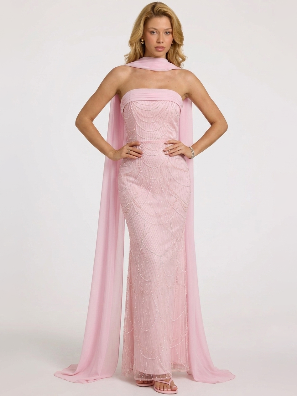 Strapless Beaded Mermaid Maxi Dress SL30276
