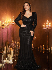 Plus Square Neck Sequin Mermaid Evening Dress SL30300