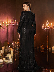 Plus Square Neck Sequin Mermaid Evening Dress SL30300