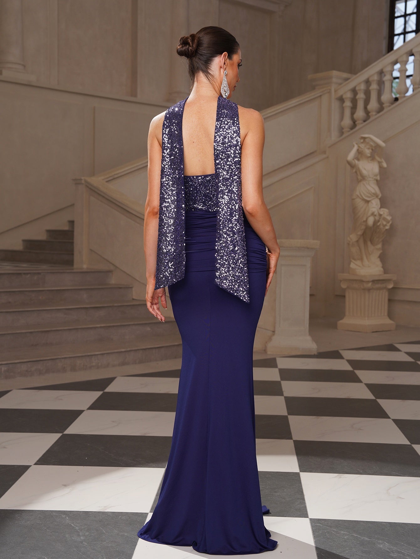 Sequin Strapless Ruched Mermaid Evening Dress ST59079