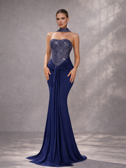 Sequin Strapless Ruched Mermaid Evening Dress ST59079