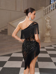 Sexy See-through Lace Sequin Party Dress ST59089