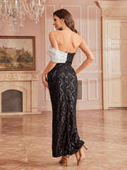 Color-block Sequin Bow Cocktail Dress ST59120