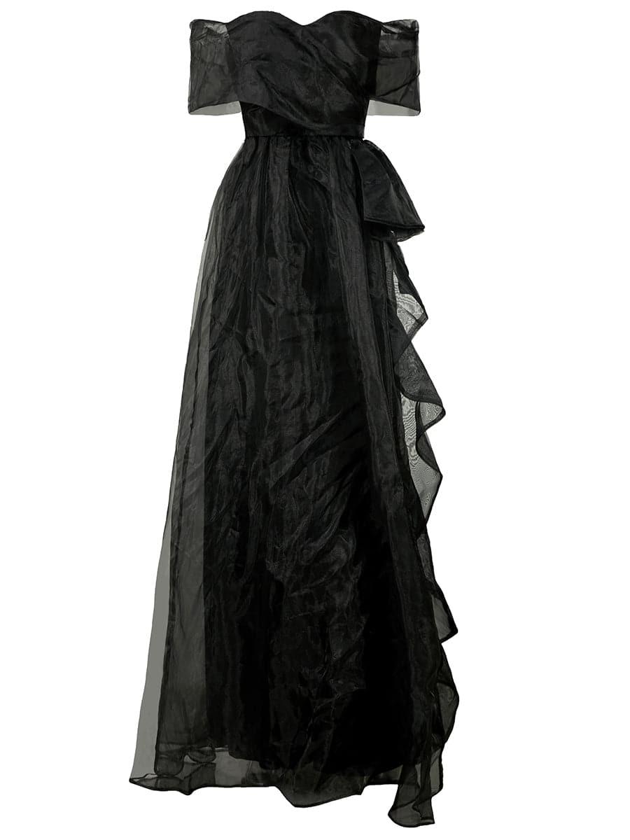 Off Shoulder Ruffle Tulle A-Line Prom Dress WY52