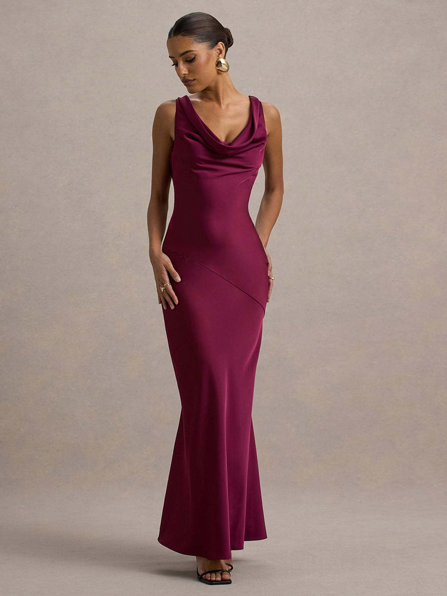 Draped Neck Sleeveless Elegant Cocktail Dress XF05751