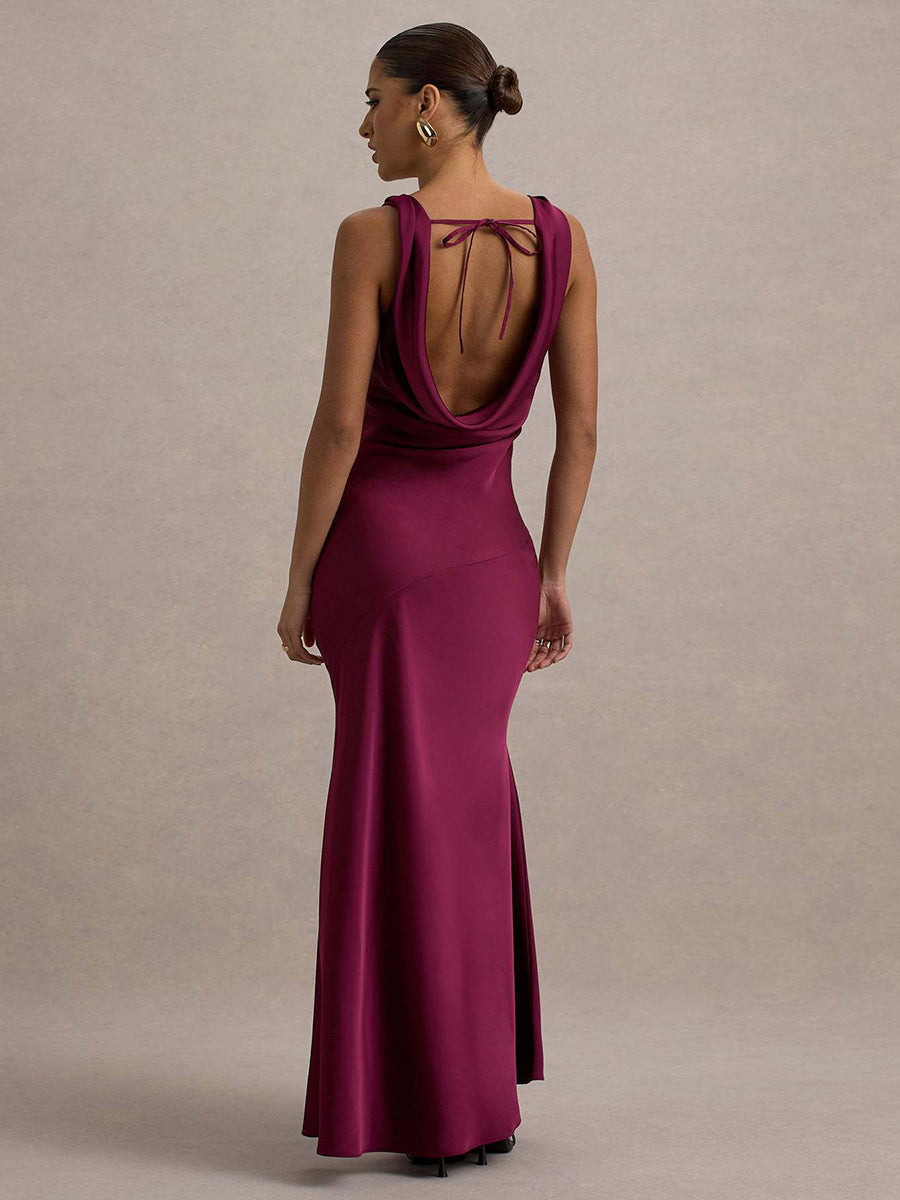 Draped Neck Sleeveless Elegant Cocktail Dress XF05751