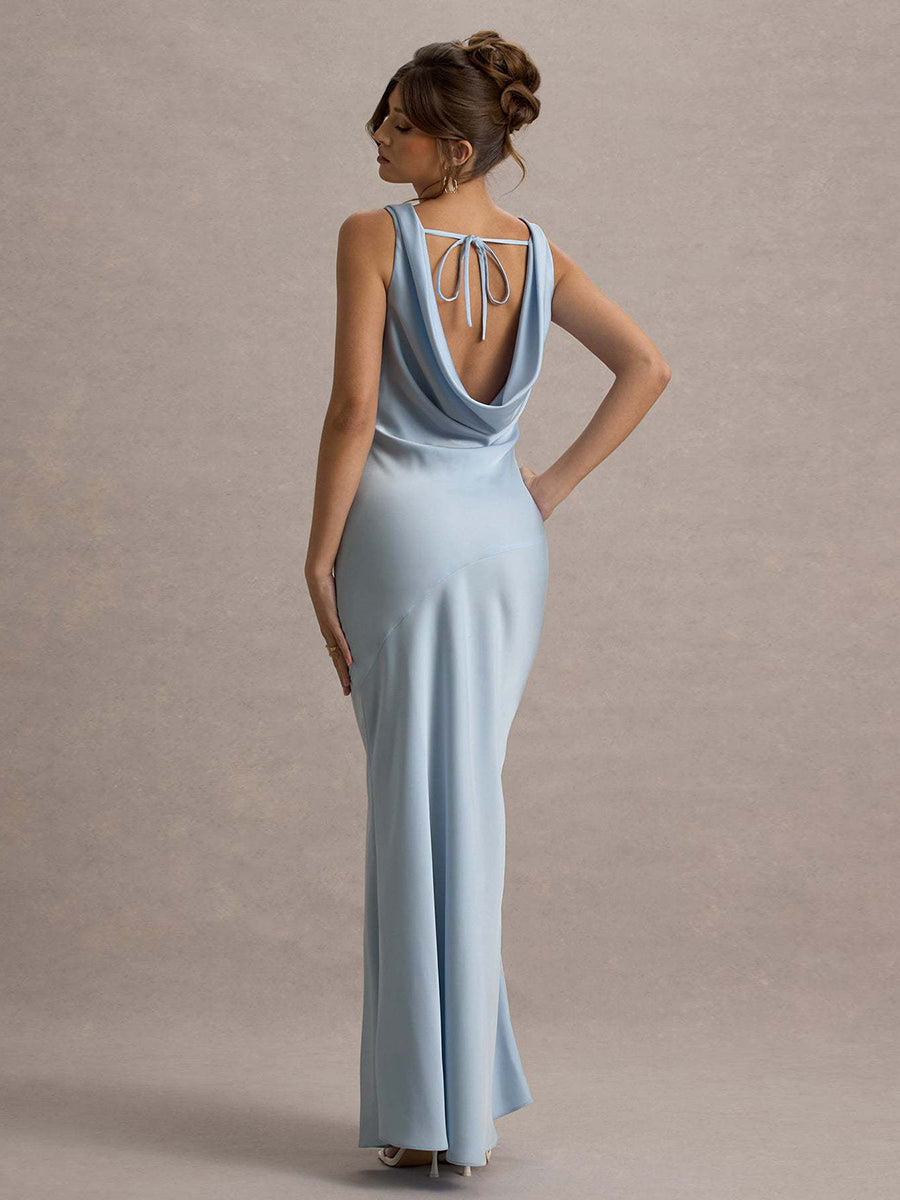 Draped Neck Sleeveless Elegant Cocktail Dress XF05751