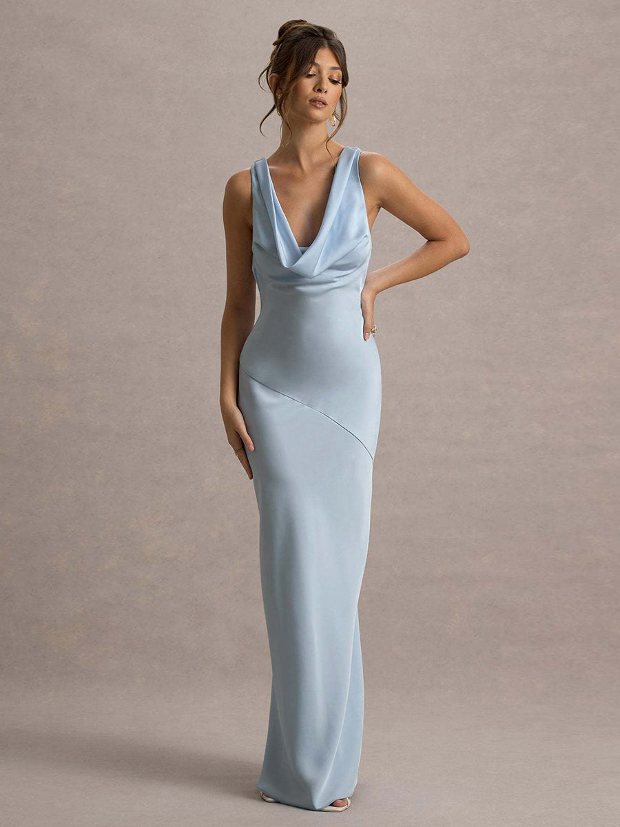 Draped Neck Sleeveless Elegant Cocktail Dress XF05751