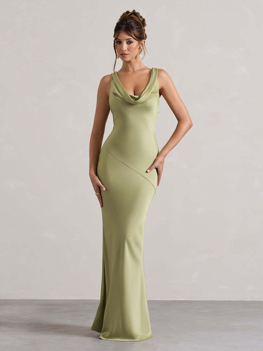 Draped Neck Sleeveless Elegant Cocktail Dress XF05751