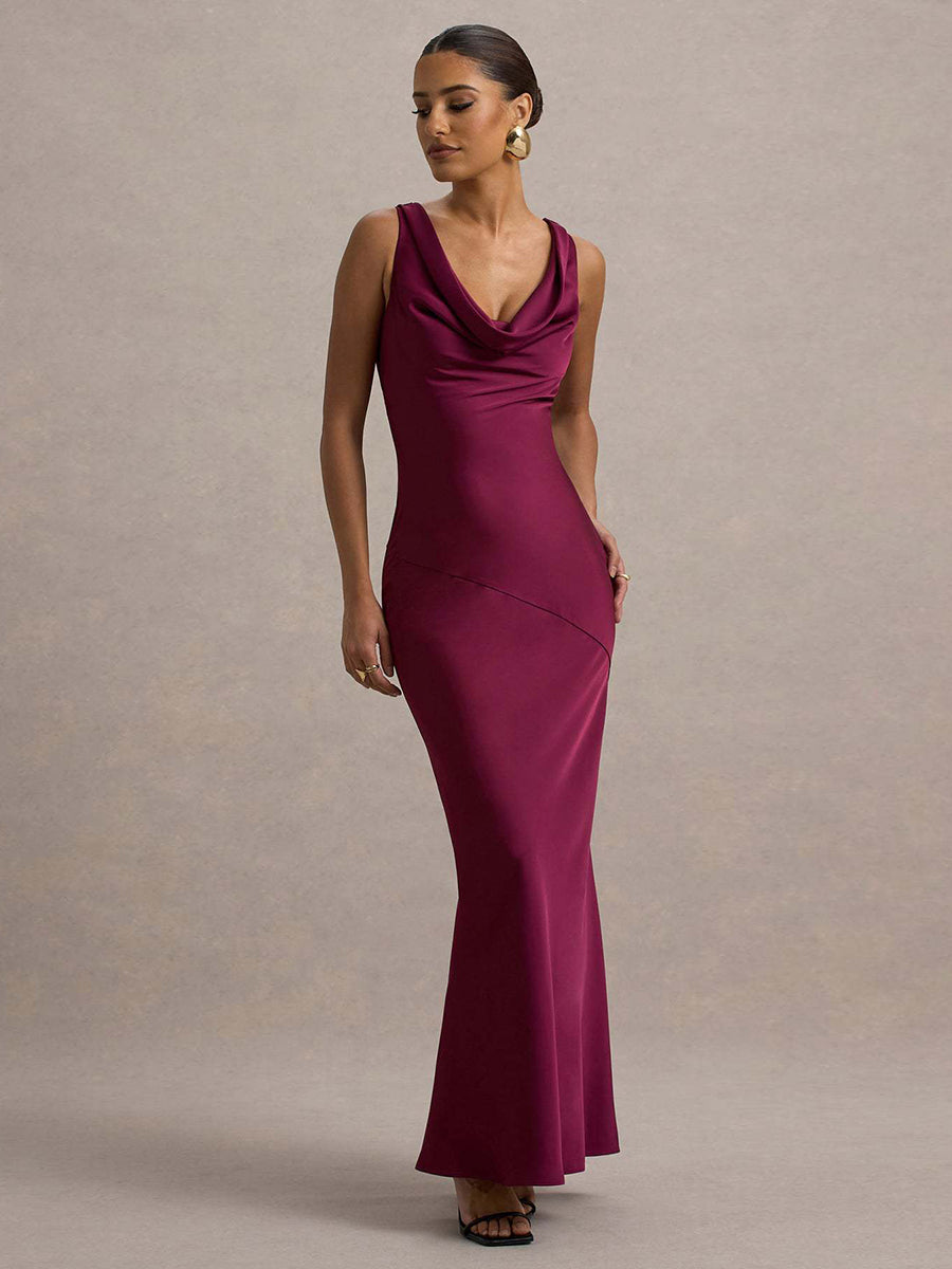 Draped Neck Sleeveless Elegant Cocktail Dress XF05751