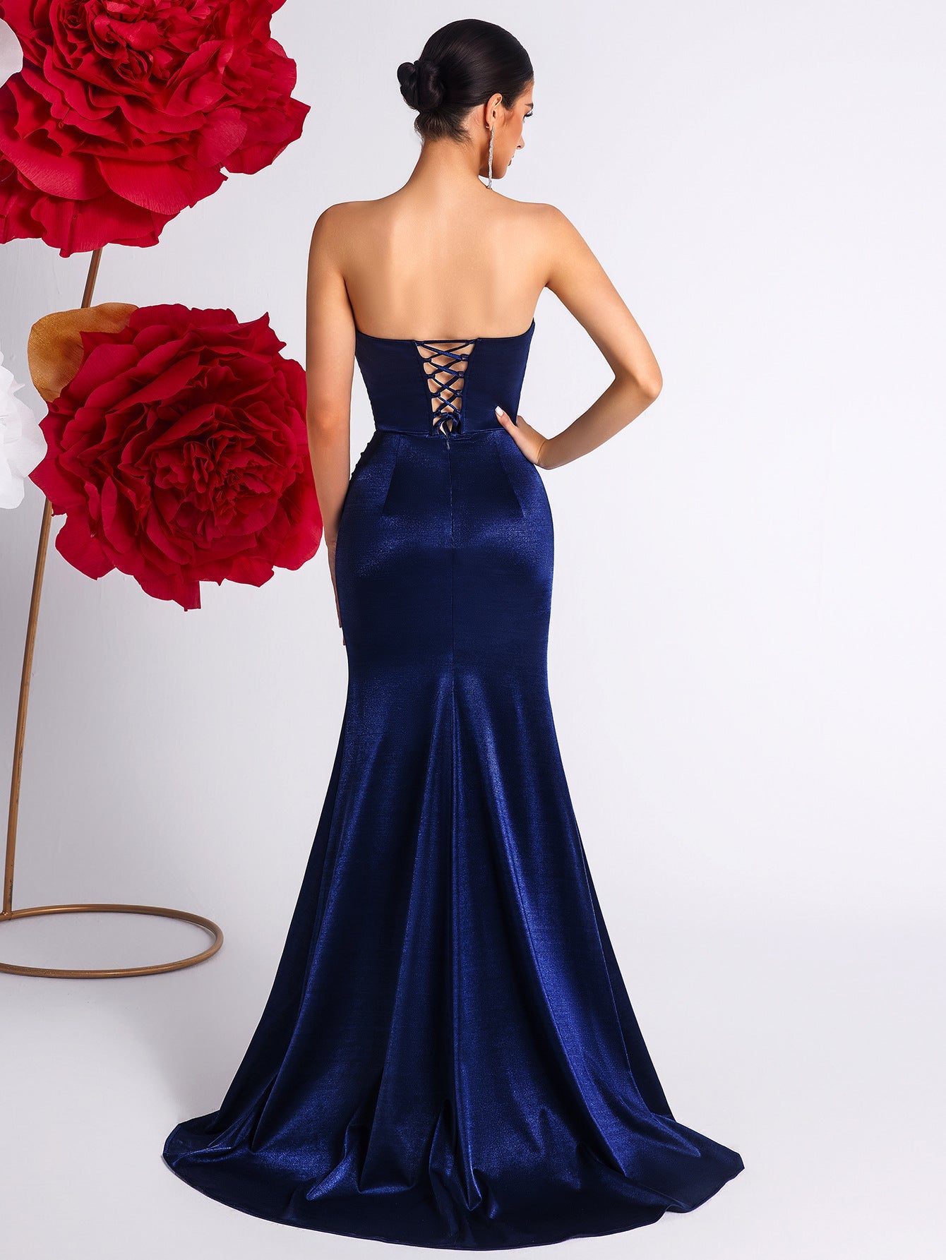 Strapless Velvet Mermaid Formal Dress XF251235
