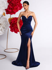 Strapless Velvet Mermaid Formal Dress XF251235