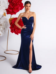 Strapless Velvet Mermaid Formal Dress XF251235