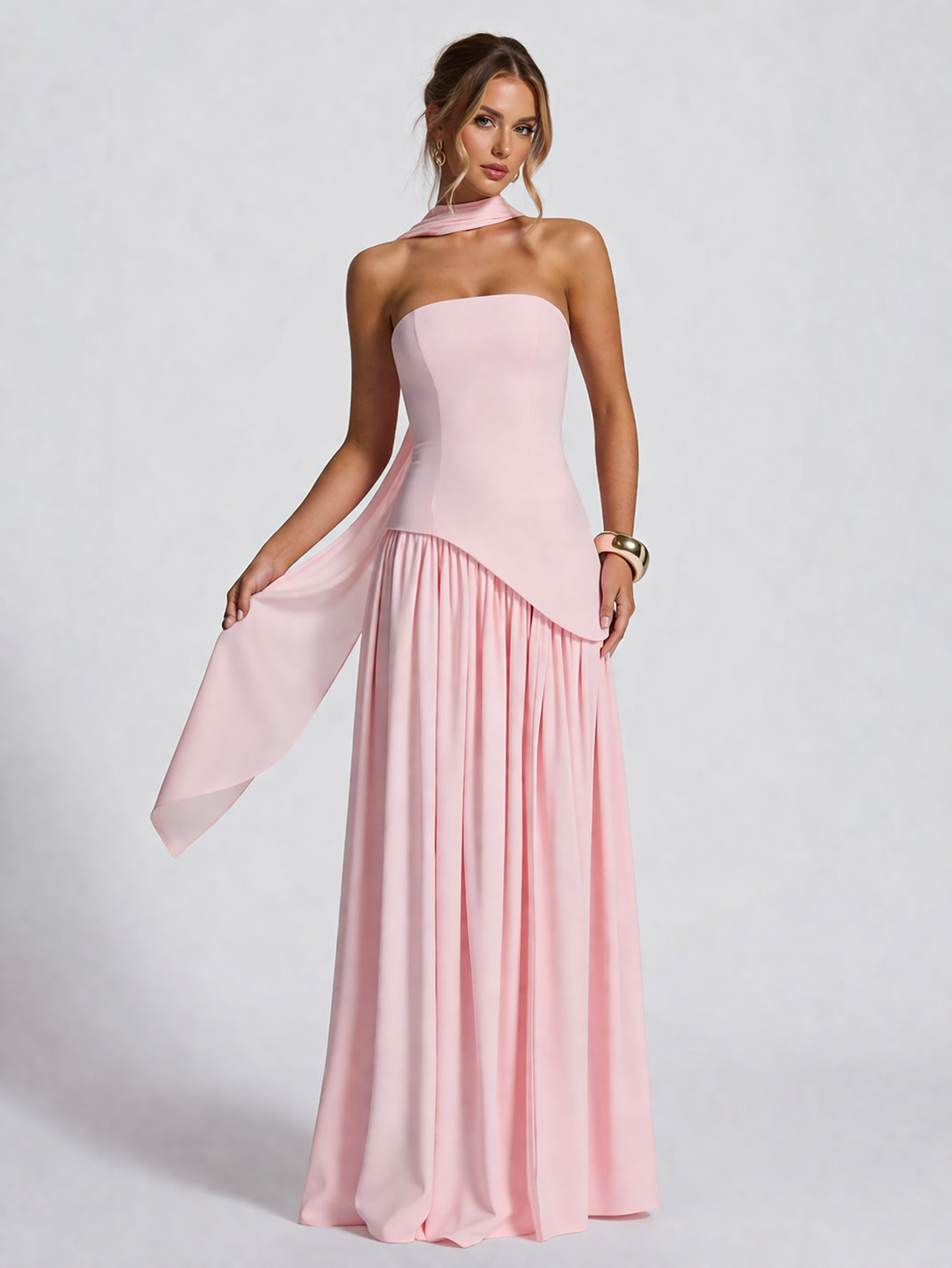 Strapless Asymmetric Waist Prom Dress XF251318