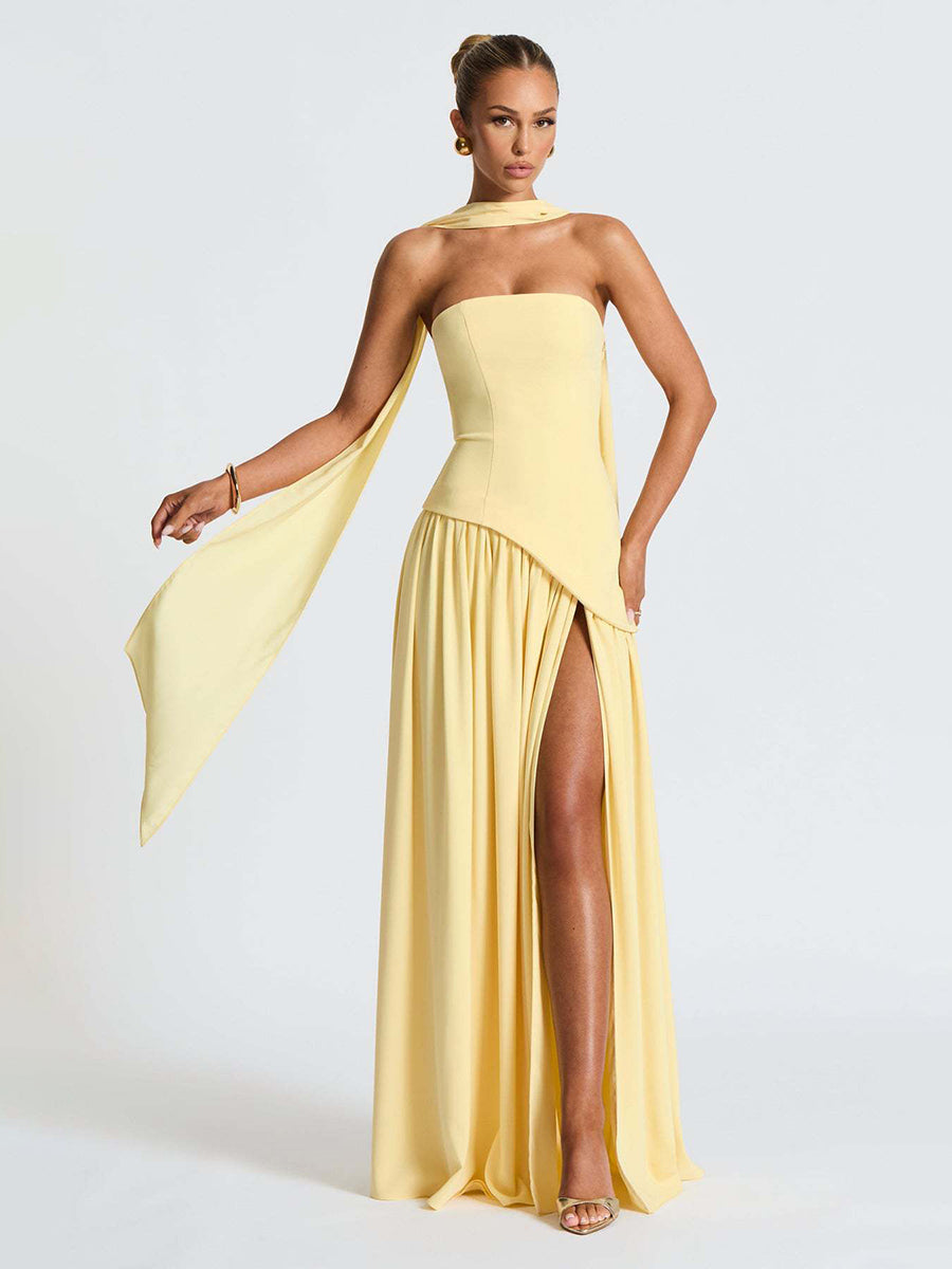 Strapless Asymmetric Waist Prom Dress XF251318