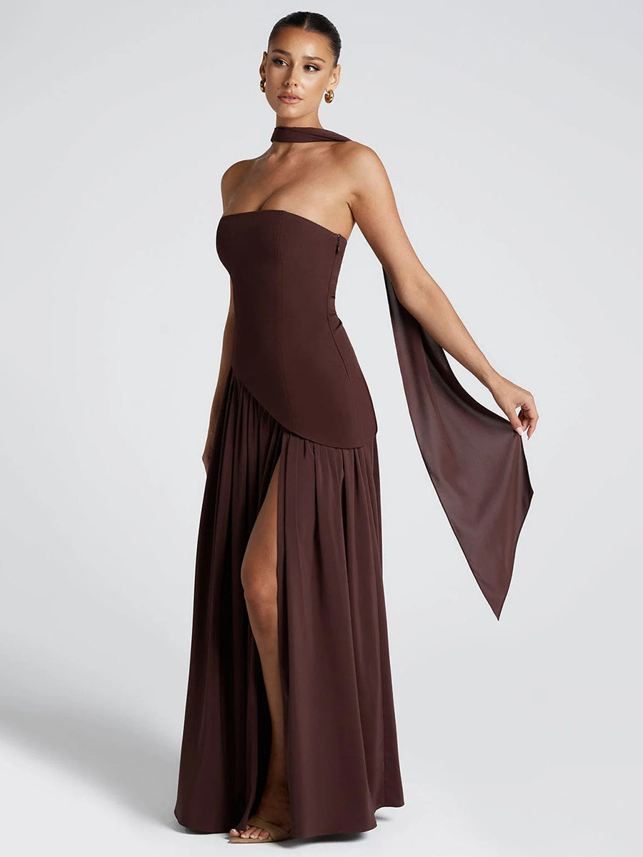 Strapless Asymmetric Waist Prom Dress XF251318